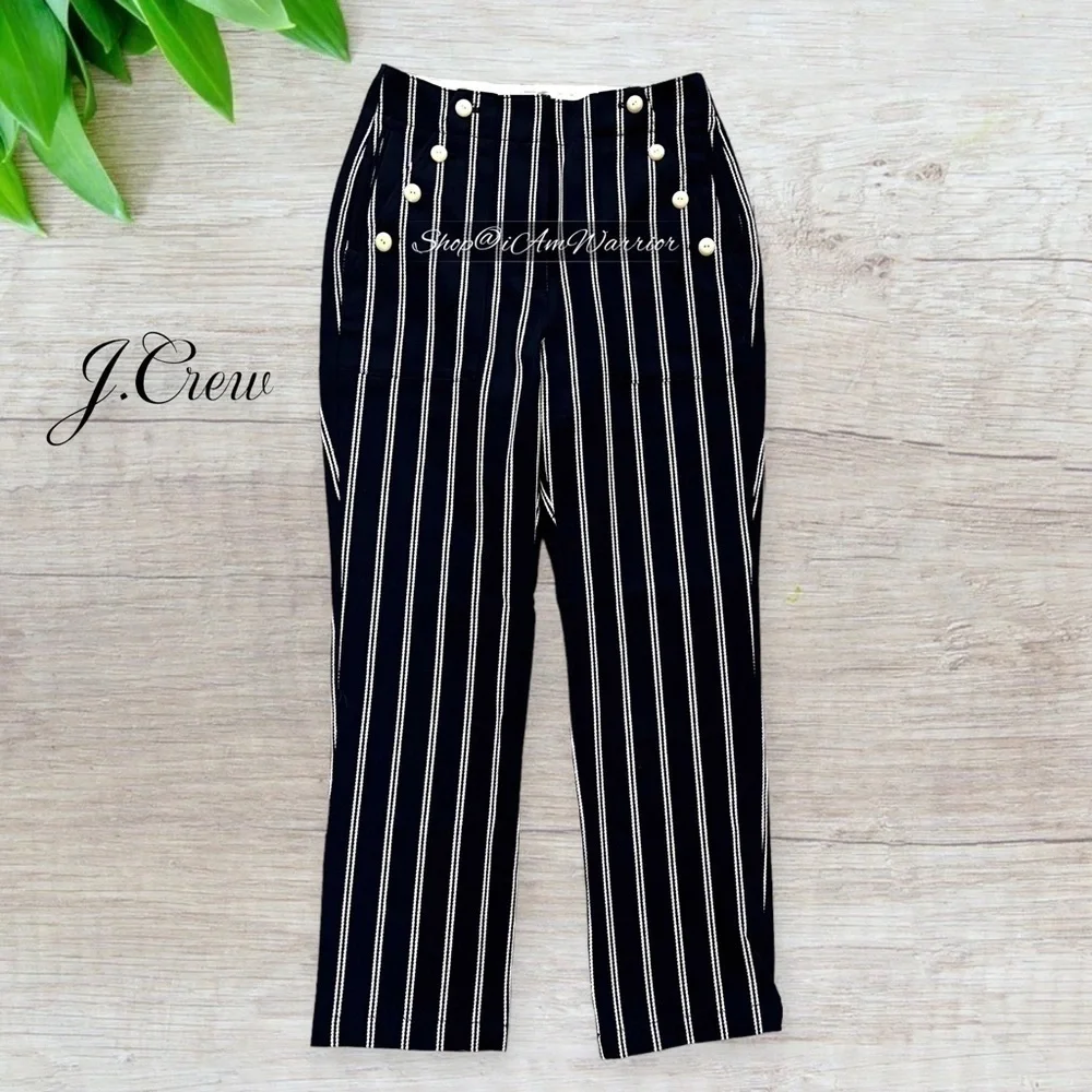 J.Crew NWT navy sailor pants in pinstripe *shop@iamwarrior